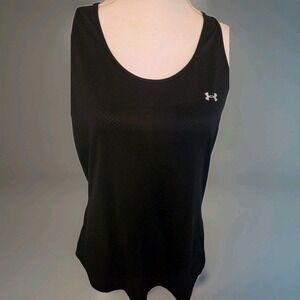 UNDER ARMOUR HEAT GEAR Womens Racer Tank Size XL Fitted Solid Black NWOT